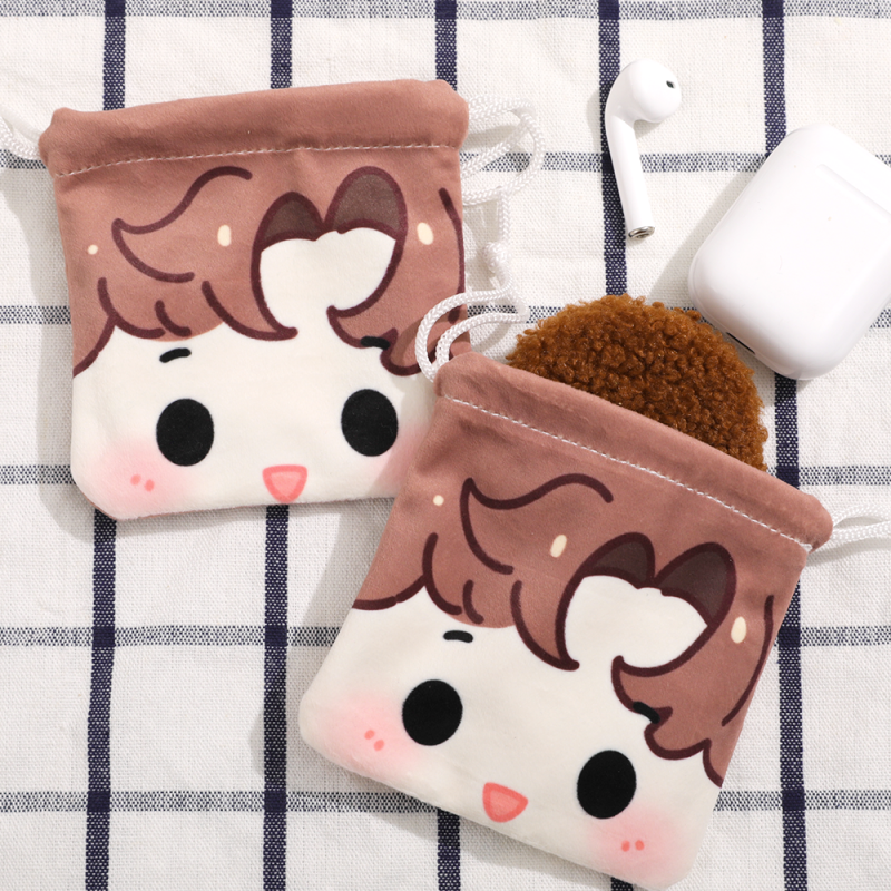 Custom Square Plush Drawstring Pouch Bag